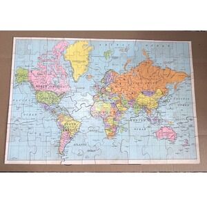 Vintage Selchow & Righter World Map Puzzle 83pc Rand McNally 1962 No. 517 Soviet
